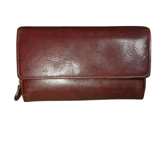 Leather Brown Wallet Vintage Wilson Multiple Compartments Snap Closure Organizer - Picture 11 of 12